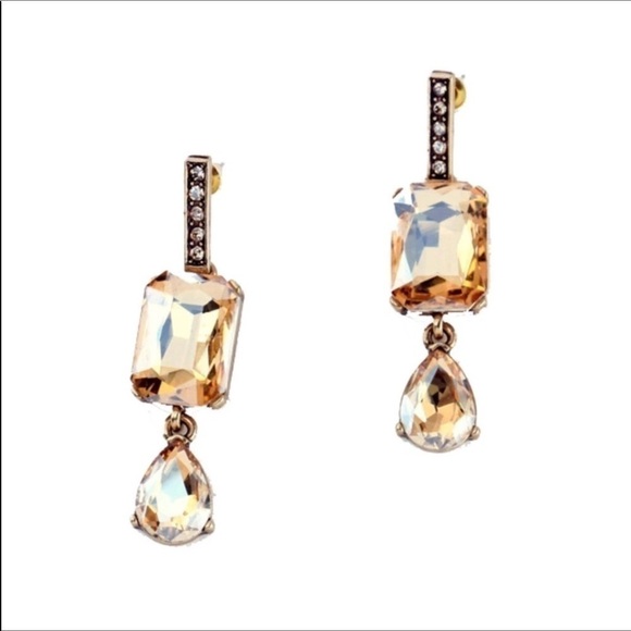 ART DECO INSPIRED TOPAZ CRYSTAL Post DROP EARRINGS 173 - Picture 2 of 3